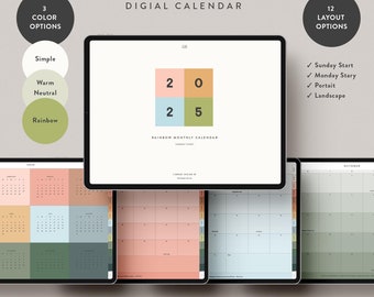 Calendario mensual digital 2025 para iPad