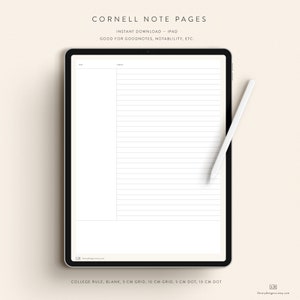 Cornell Notes Student Printable Download — Instant Digital Download — Notability GoodNotes Xodo