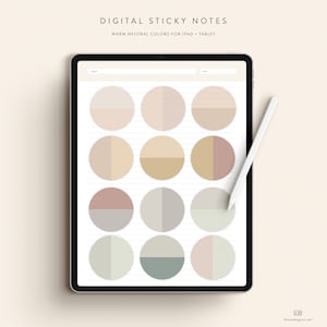 May include: Digital sticky notes for iPad or tablet featuring a range of warm neutral colours. Each note is split in half, showcasing two different colours.