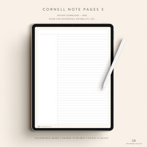 Cornell Notes 3 Student Printable Download — Instant Digital Download — Notability GoodNotes Xodo