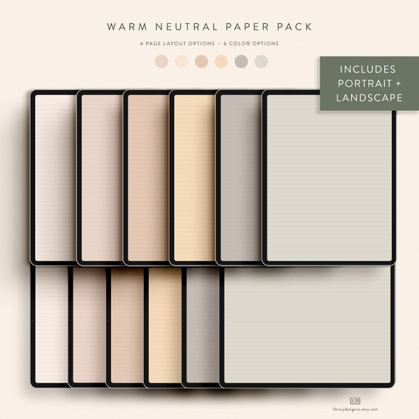 Warm Neutral Digital Paper Pack — Instant Digital Download — Notability GoodNotes Xodo