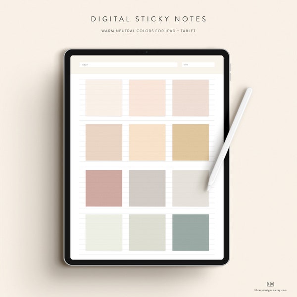 Digital Sticky Notes — Warm Neutral — Instant Digital Download — Notability GoodNotes Xodo