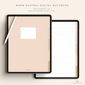 Warm Neutral Digital Notebook — Instant Digital Download — Notability GoodNotes Xodo