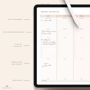 Weekly To Do Planner iPad Download 10 Color Options Horizontal Notability GoodNotes Xodo image 3