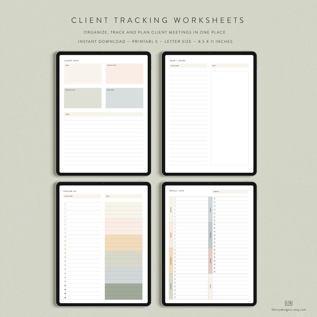 Client Quicksheet Client Tracking Worksheets — Instant Digital Download — Notability ...