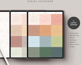 Calendario anual digital 2025 para iPad