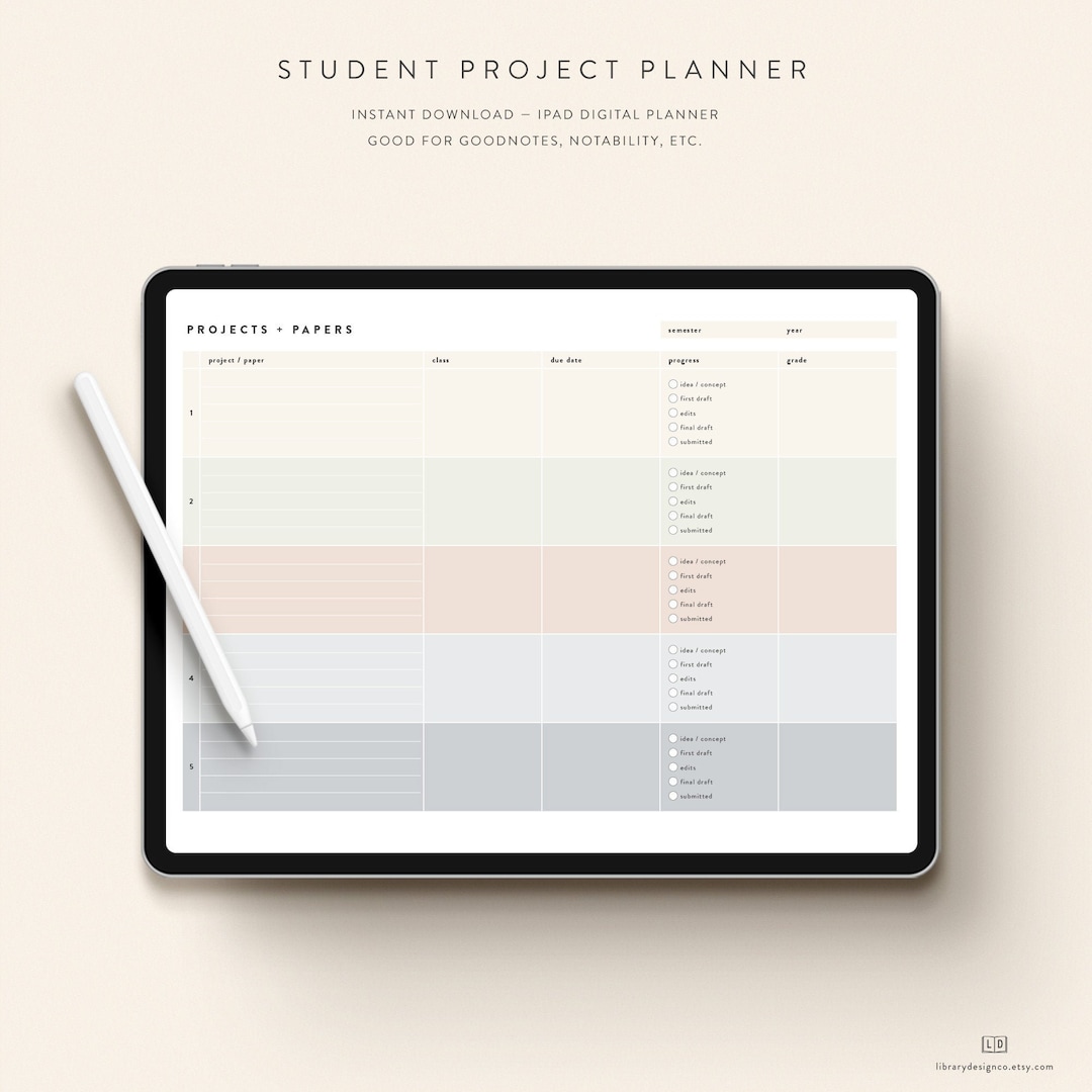 Student Project and Paper Planner Download — Instant Digital Download ...
