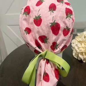 Strawberry ponytail scrub cap