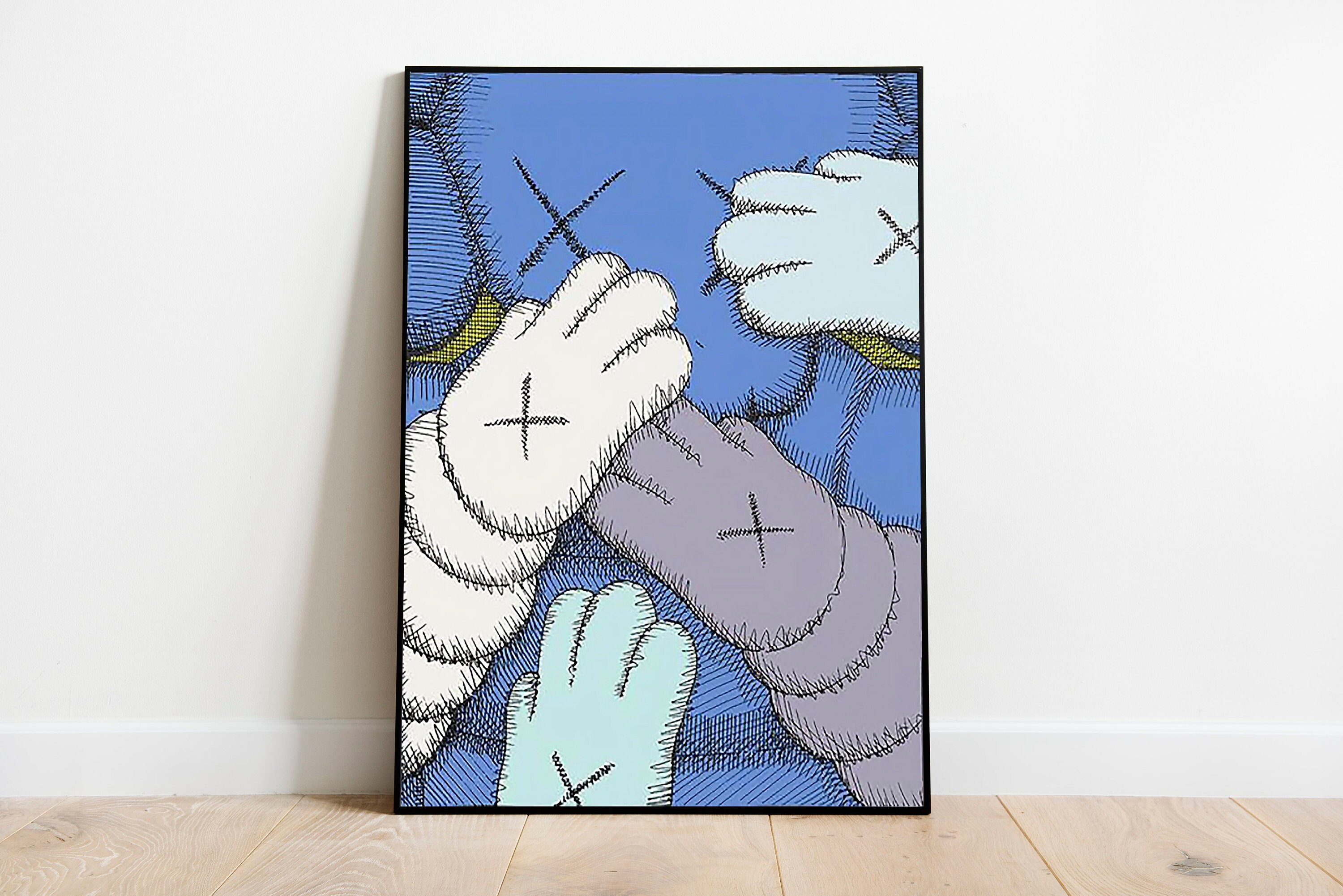 Blue Hands Kaws Art Print Kaws Art Poster Kaws wall art Etsy