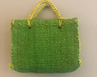 Green Mexican straw tote, Mexican bags and totes, lime green and grass green bag, vintage gift for women