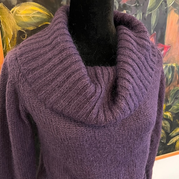 S Purple Jacob mohair blend sweater, cozy turtleneck, vintage gift for her