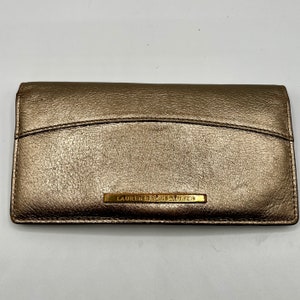 Cartera Lauren R Lauren de piel color bronce, cartera de diseñador, regalo vintage para ella