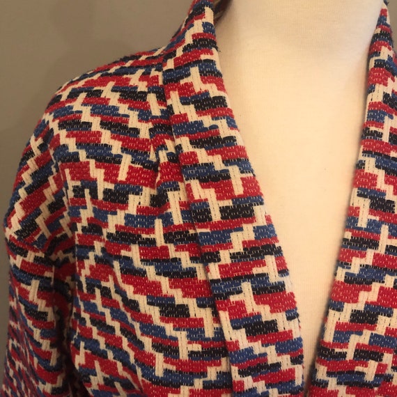 Red White and Blue Women Blazer, Woven Cotton Jacket, Made in Italy, Vintage Gift for Her, Jacket for July 4