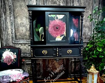 Vintage Black and Gold Cabinet