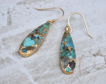 Turquoise Drop Dangle Earrings/ Turquoise Earrings/ Turquoise Jewelry