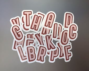 Alphabet Stickers - Mix and match letters to create your monogram, or spell a favourite word with simplicity and style. Warm Pink Tone.