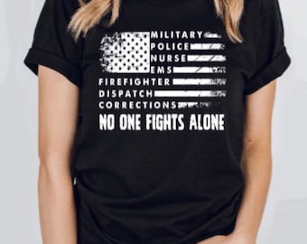 No One Fights Alone Wood Flag First Responder, Military Corrections ...