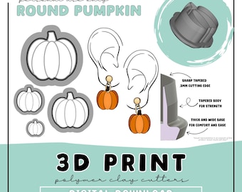 Round Pumpkins - Digital Download - STL Polymer Clay Cutter - Print your own Clay Cutter