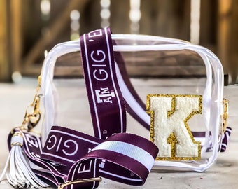 Clear Gameday Crossbody Bag with Initial- PICK YOUR TEAM