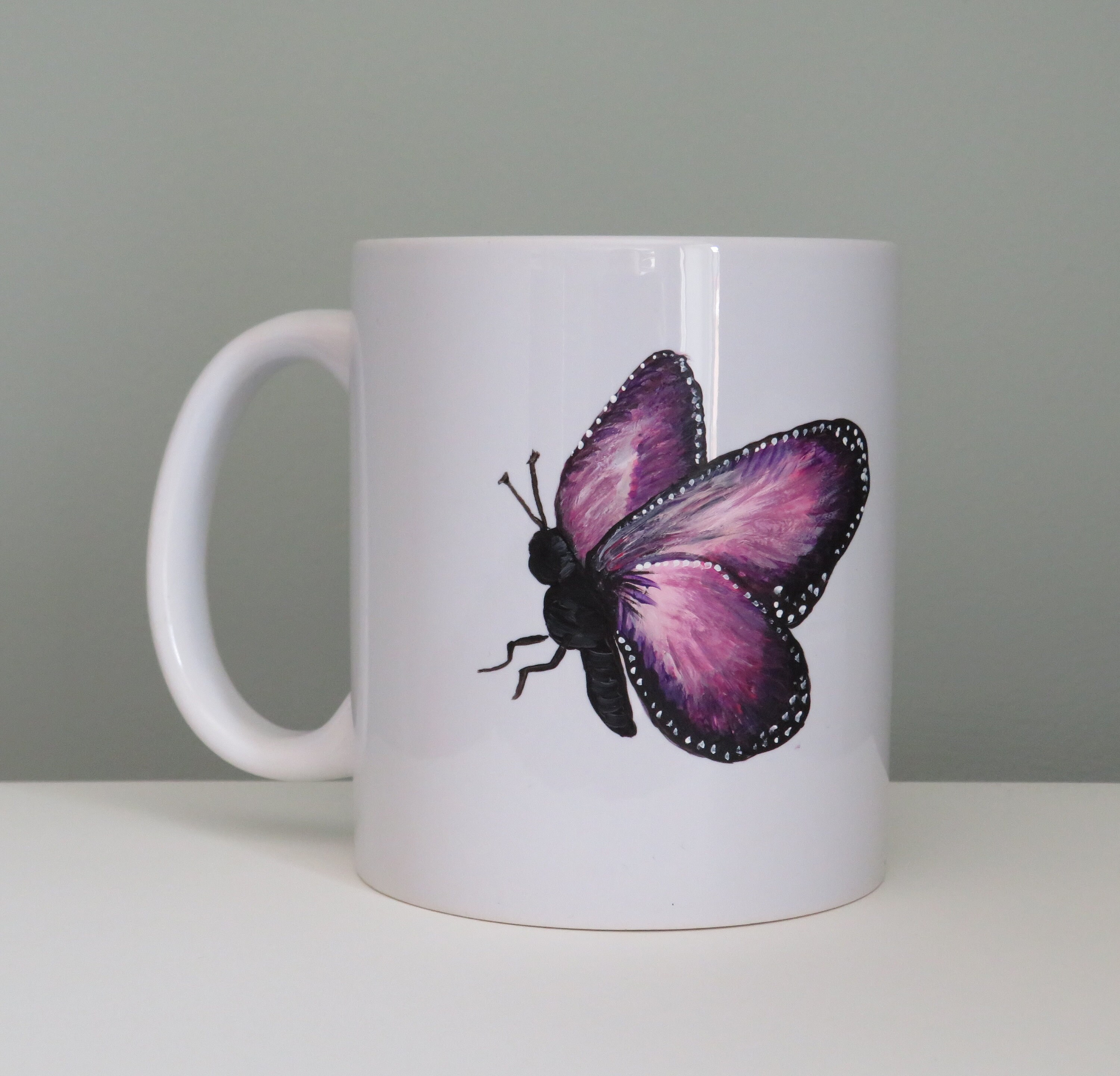 Handpainted butterfly mug pink butterfly mug drinkware Etsy