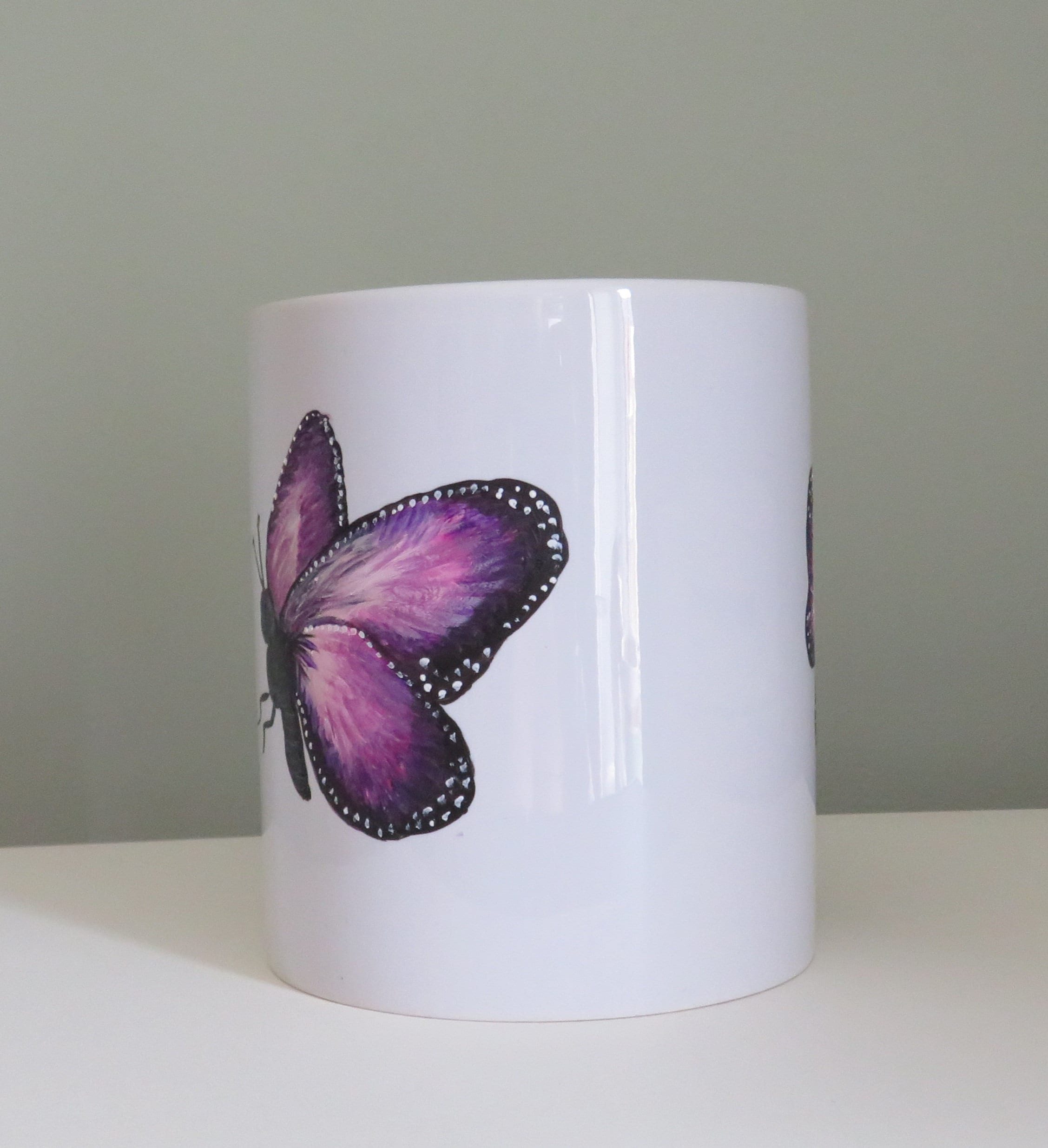 Handpainted butterfly mug pink butterfly mug drinkware Etsy