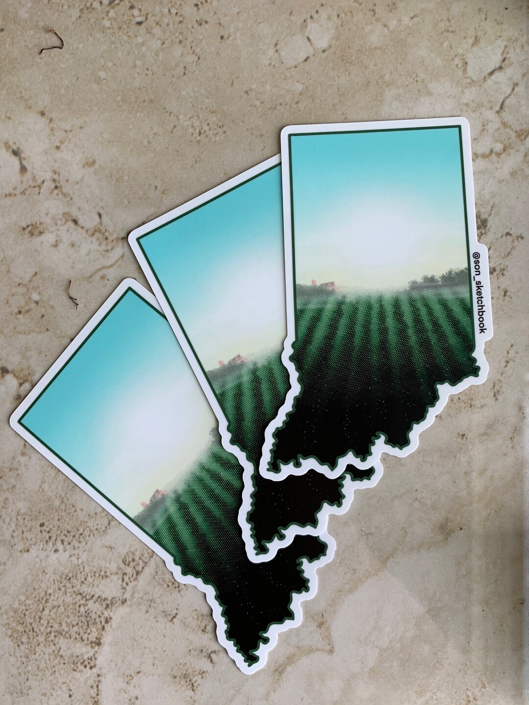 Indiana Sticker - State Outline - Corn Feilds - Etsy