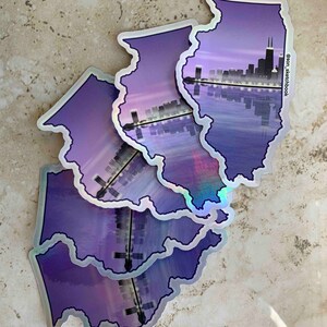 Etiqueta engomada de Illinois - Esquema del estado - Chicago