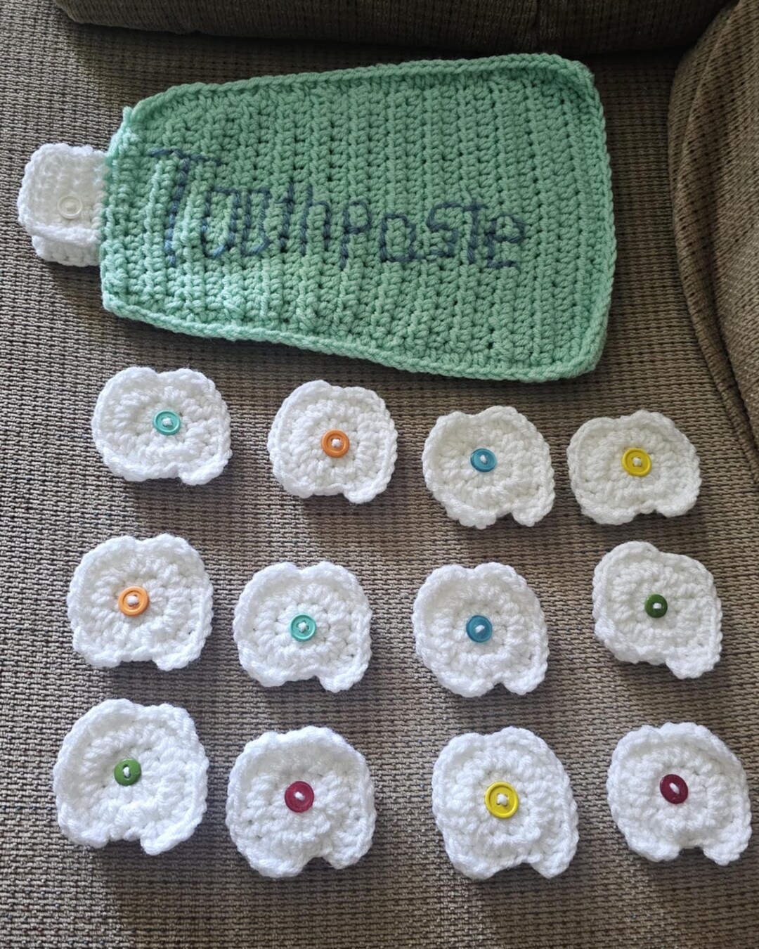 Crochet Toothpaste and Teeth Matching Game Pattern - Etsy