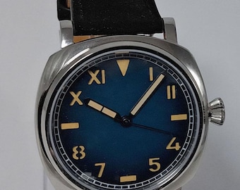 Men's Custom Automatic Watch, Blue California Dial, 42mm Cushion Case, Sapphire Crystal