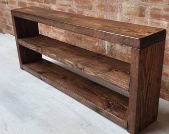 Handmade Rustic Pine Wood Shoe Rack Bench, Hallway Entryway Storage