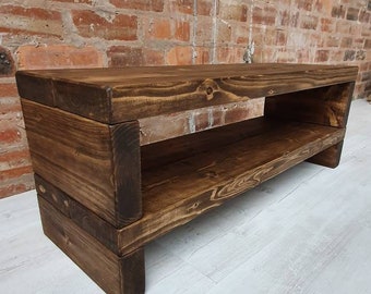 Tv unit/TV cabinet/Chunky Rustic handmade furniture/Solid pine wood/Many Colours oby