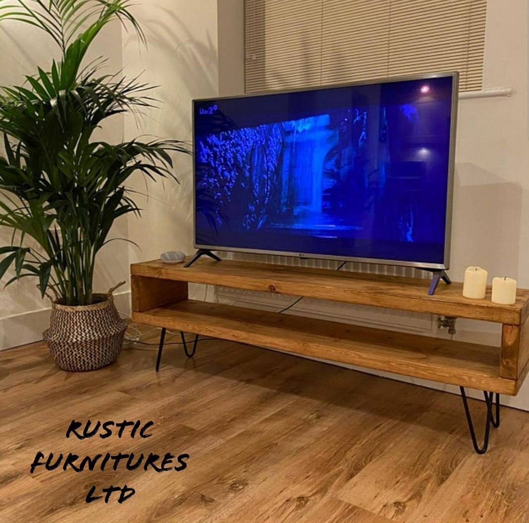 Industrial Hairpin legs Tv unit/TV Rustic Etsy
