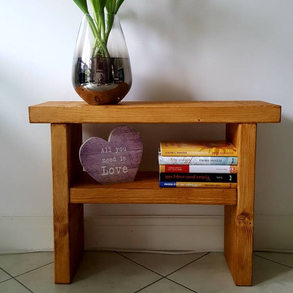 Rustic bedside table/Side Tables/Rustic Chunky handmade furniture/Solid pine wood/Handmade to order/Many Colours