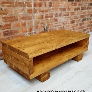 Coffee Table/Rustic Chunky table/ handmade furniture/Solid pine wood/Handmade to order/Many Colours