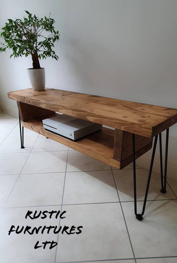 Industrial Hairpin Legs Tv Unit tv Cabinet chunky Rustic Handmade