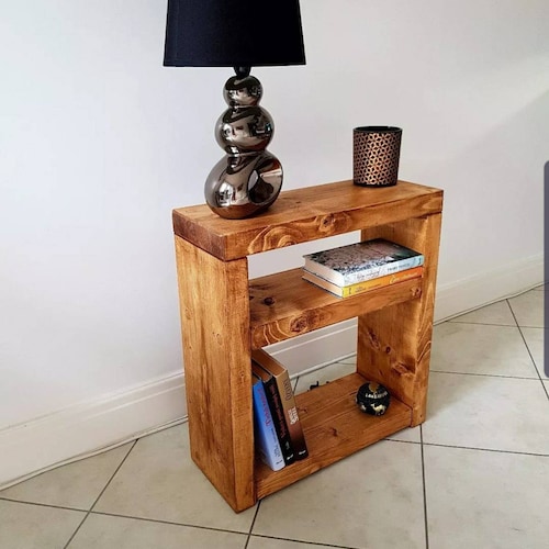Chunky Wood Side Table Bedside Table Rustic Small Table Etsy