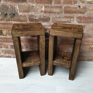 Pair or single bedside tables/Side Tables/Rustic Chunky handmade furniture/Solid pine wood/Handmade to order/Many Colours