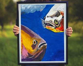 Aquarell Fisch Druck, Fisch Kunst, Aquarell Malerei Druck, Haus Dekor, Natur