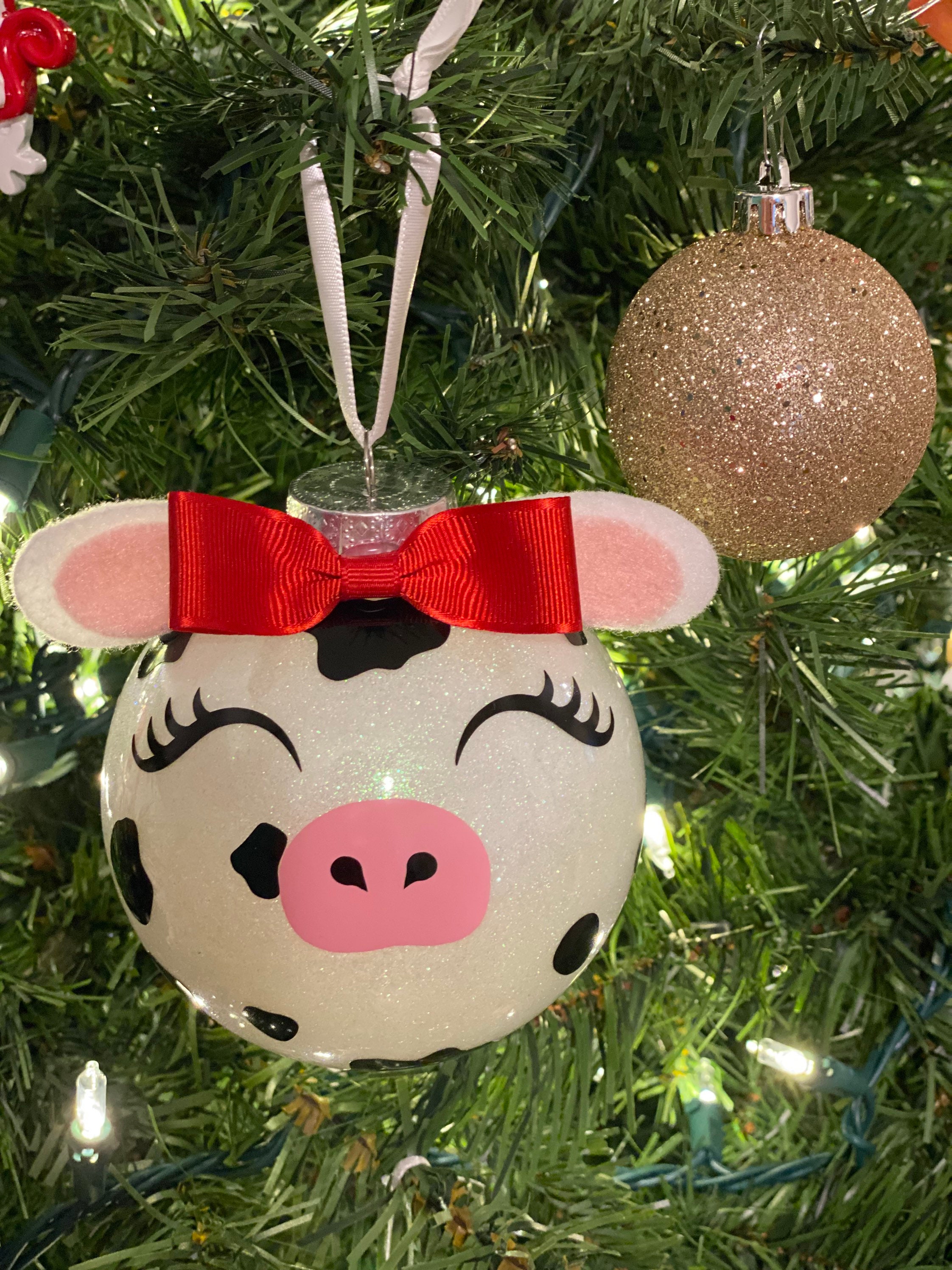 Cow Christmas Ornament Cow Ornament Christmas Ornaments Etsy