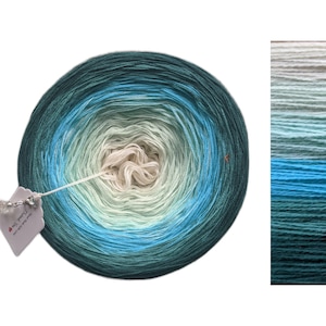 Blue Beach - C/A039 - Gradient Cake Yarn, Ombre Yarn Cake, Colour Change yarn, 3 ply, Ombre Yarn, Ombre Yarn