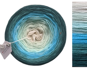 Blue Beach - C/A039 - Gradient Cake Yarn, Ombre Yarn Cake, Colour Change yarn, 3 ply, Ombre Yarn, Ombre Yarn