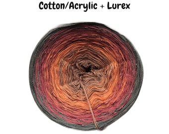 GLAM 001 - Cotton/Acrylic + Lurex - Gradient Cake Yarn, Ombre, Colour Change yarn, 3 ply, Ombre Yarn, Ombre Yarn