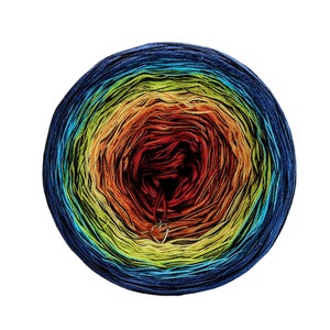 May include: A ball of rainbow coloured yarn with a heart-shaped charm attached.
