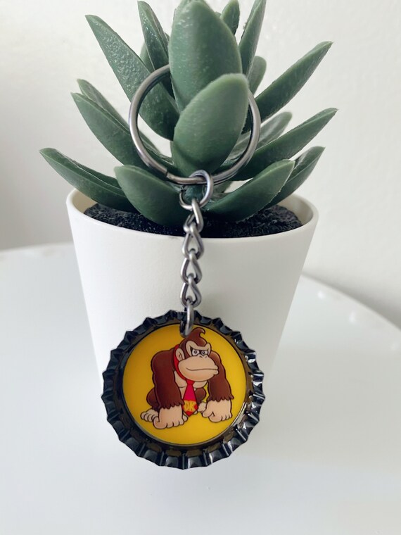 Donkey Kong Keychain Custom Bottle Cap Keychain Quick Etsy