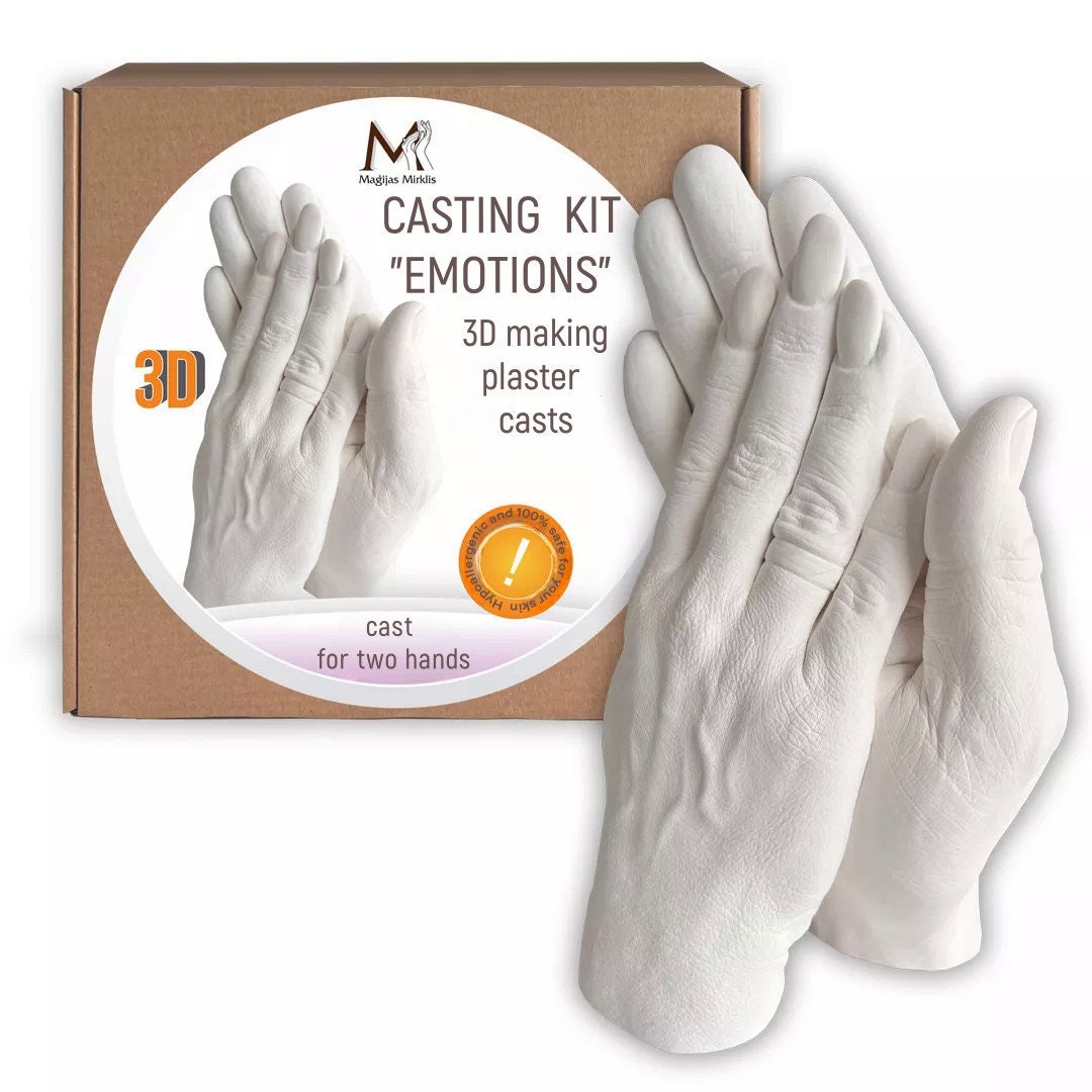 Couple Holding Hand Casting Kit DIY 3D Adult Hands Impression Mould Plaster  Cast With Paint & Metallic Wax Memory Keepsake Valentine's Gift 