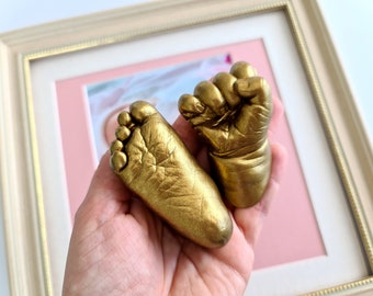 3D Hand and foot Plaster Casting Kit for Baby 0-6 Months with Impression Making Powder Parental Treasure Chest Baby Keepsake Box