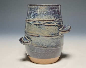 11 oz Handmade Ceramic Cup - Stoneware Tumbler in Variegated Ironstone Glaze - Right Handed Grip