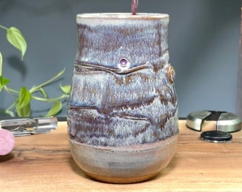 12 oz Handmade Ceramic Cup - Wheel Thrown Pottery Tumbler - Ocean Inspired Breaking Tide Glaze