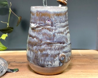 12 oz Handmade Ceramic Cup - Wheel Thrown Pottery Tumbler - Ocean Inspired Breaking Tide Glaze