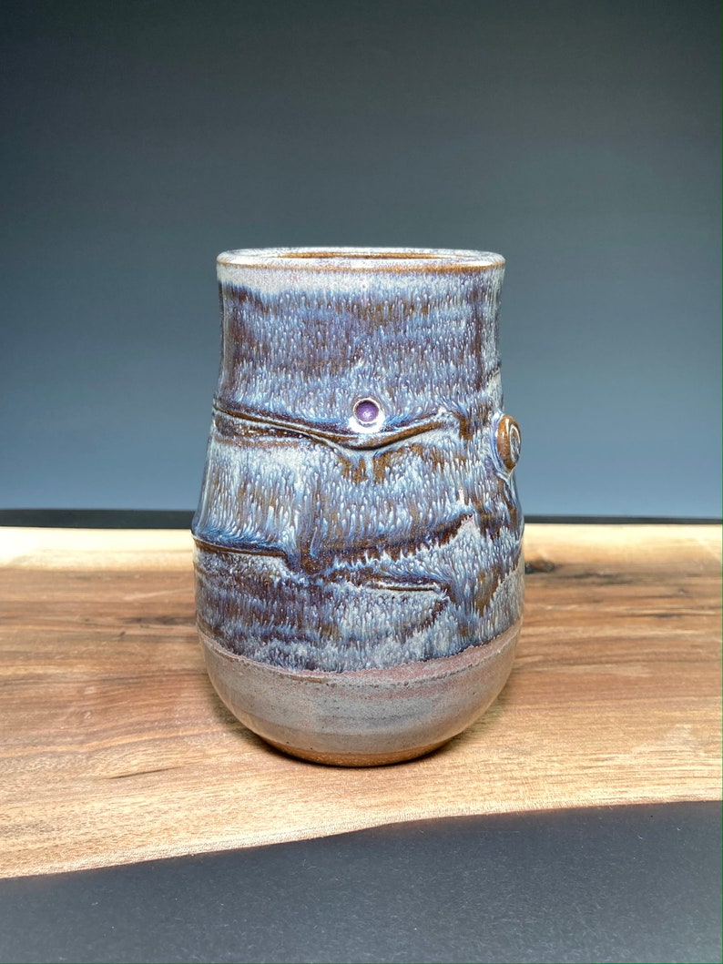 Ceramic cup, Wheel-thrown stoneware pottery in Breaking Tide glaze, 12 ounce capacity. image 2